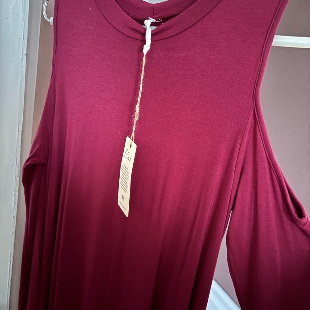 Burgundy Cold Shoulder Dress